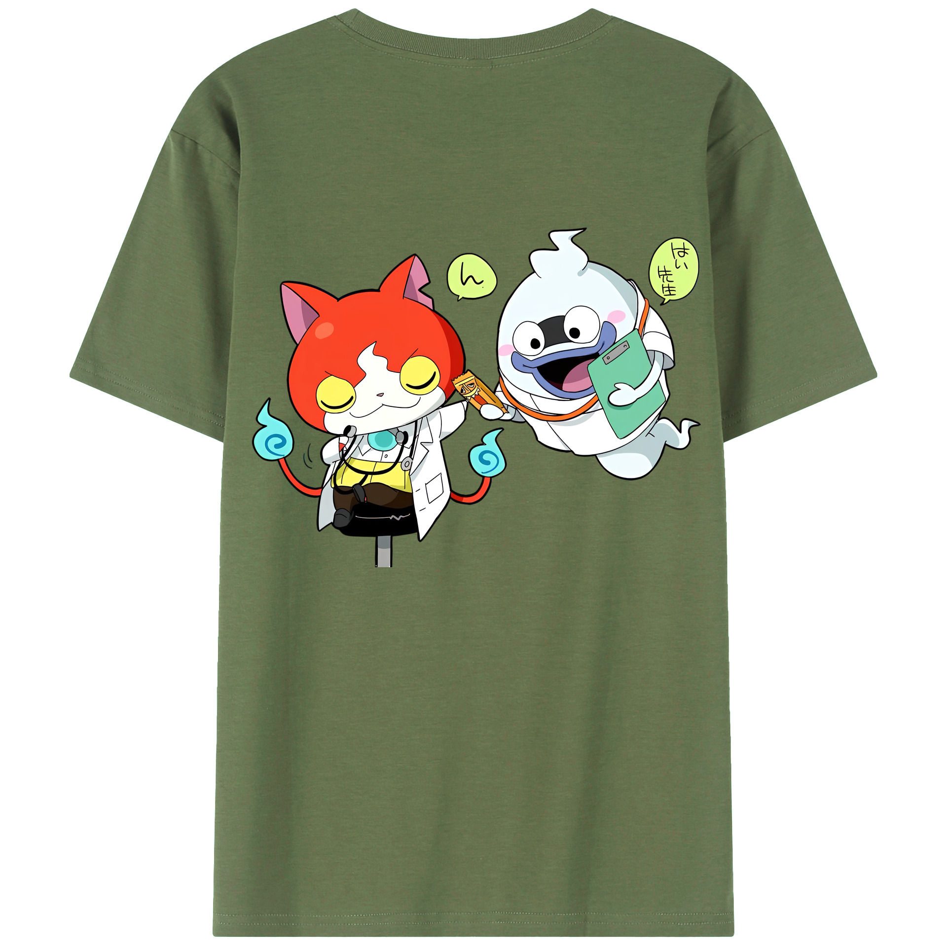 （画像用） 妖怪ウォッチ Yo-kai Watch 綿100％ メンズ半袖Tシャツ（バックプリント） 通気性
